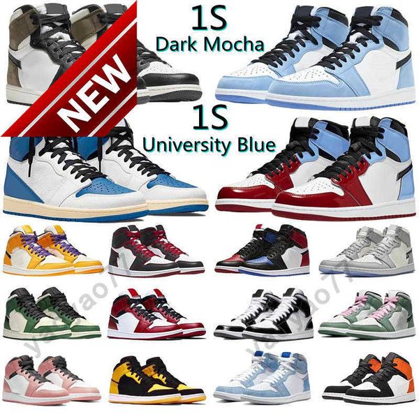 

og high 2023 university blue 1 og basketball shoes jumpman 1s high dark mocha unc light smoke grey hyper chicago patent bred royal toe men w
