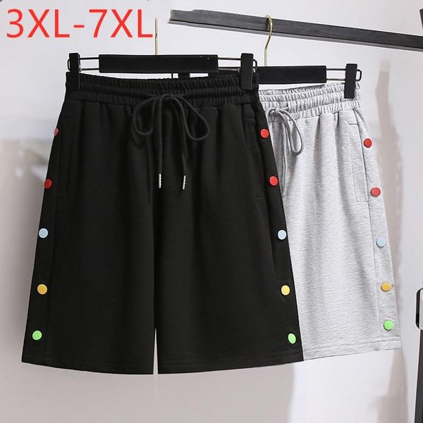 

pants new 2022 ladies summer plus size shorts for women large black gray cotton wide leg belt button pocket shorts 3xl 4xl 5xl 6xl 7xl