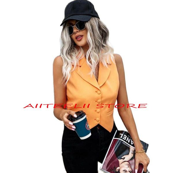 

vests summer women's suit vest fashion casual orange vest sleeveless jacket dame waistcoat clothes traf, Black;white