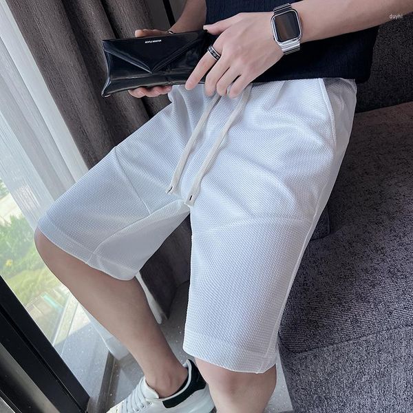 

men's shorts men summer korean fashion business casual office trousers cool breathable clothing solid color f52, White;black