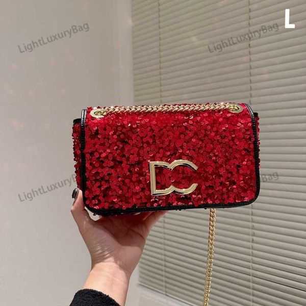 

luxury brand sequins evening bags fashion chain shoulder crossbody bag designer shine wallets women tote classic female shopping purses 2305