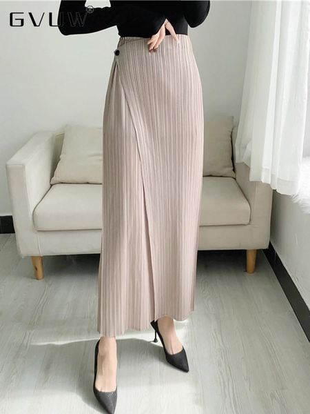 

capris gvuw women pleated solid color anklelength pants elastic waist wide leg straight female trsouser loose 2022 summer 17d408, Black;white