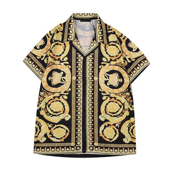 

fire shirt vercace block versage harajuku men's flame color casual patchwork shirts men hawaiian streetwear hip hop beach button, White;black