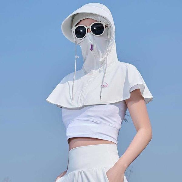 

summer outdoor riding sun jacket protection hooded shawl clothing womens uv 50, Black;brown