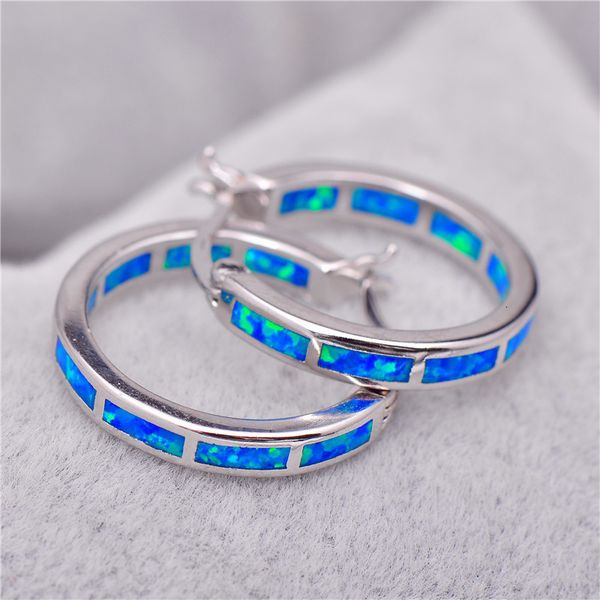 

hoop huggie luxury female big round circle hoop earrings fashion green white blue opal earrings for women bride cute wedding jewelry 230428, Golden;silver