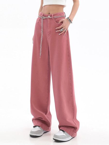 

jeans streetwear high waist women's summer jeans fashion vintage hip hop y2k wide leg pink denim pants female bagge mom jeans trousers, Blue