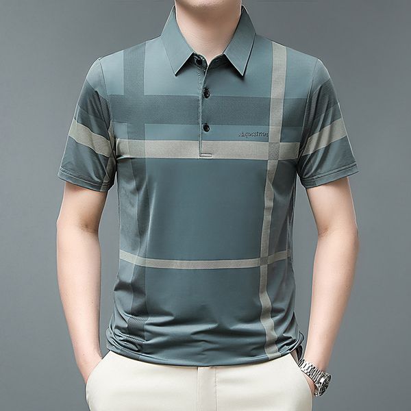 

men's polos polo shirt summer short sleeve t-shirt striped printing button loose plus size casual comfort fashion 230428, White;black