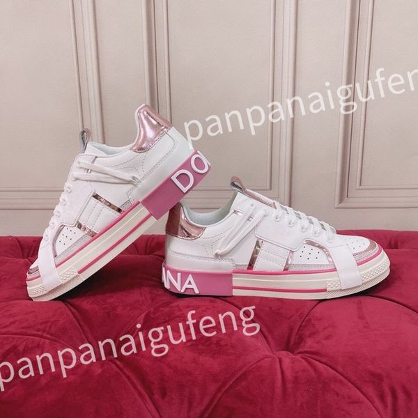 

new luxurys designer casual shoes men shoe fashion sneakers lady white leather shoe lace-up sneaker platform shoess, Black