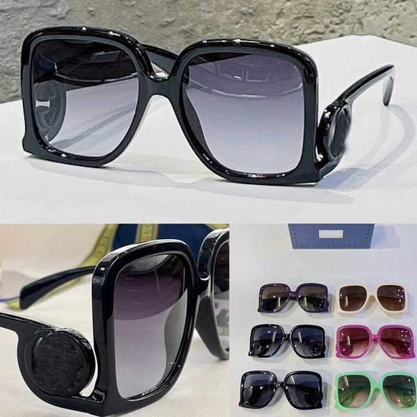 

fashion designer square sunglasses 1326s black acetate frame shiny black acetate temples with cut-out interlocking g lady classic party sung, White;black