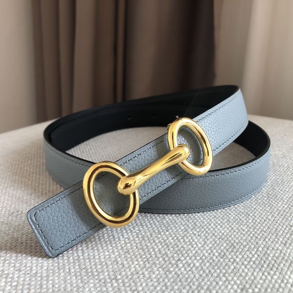 

designer belts for womens designer belts 2.4cm width gold silver buckle 95-115 size genuine leather geometric buckle fashion blue belts, Black;brown