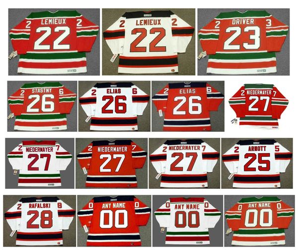

devils scott niedermayer new jersey ccm throwback hockey jersey claude lemieux bruce driver patrik elias jason arnott peter stastny brian ra, Black;red