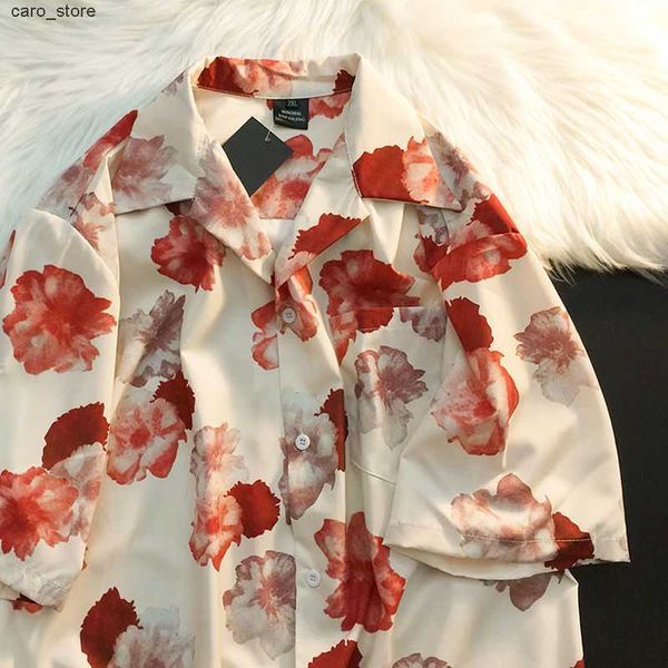 

men's casual shirts ebaihui womens and blouses flower print blouse beach shirt blusas mujer de moda 2022 short sleeve women shirts sum, White;black