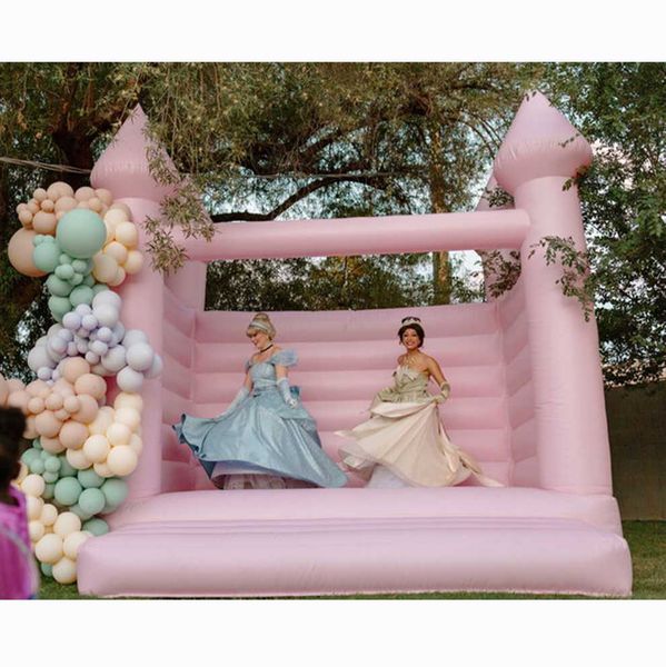 

15x15ft commercial inflatable pink bounce house full pvc wedding bouncy castle jumping bed kids audits jumper white for fun inside outdoor w