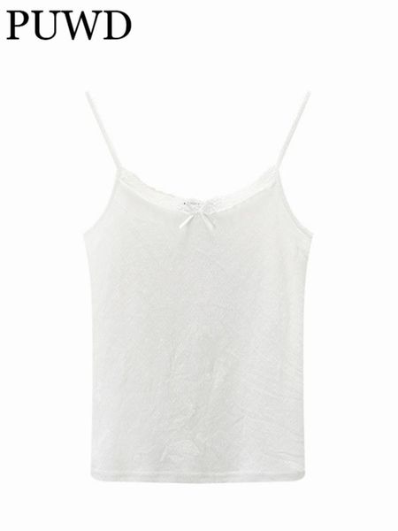 

t-shirt puwd women white breathable lace camis 2022 summer fashion ladies lovely princess style girls knitted solid color top