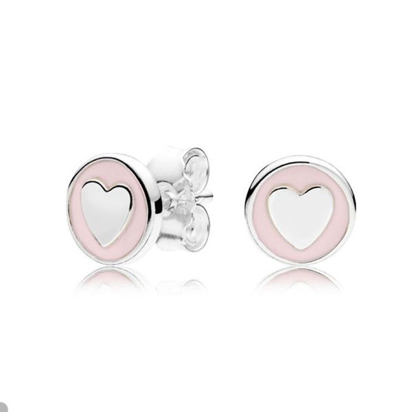 

925 sterling silver hearts round earring for pandora fashion wedding party earrings set jewelry for women girlfriend gift designer love earr, Golden;silver