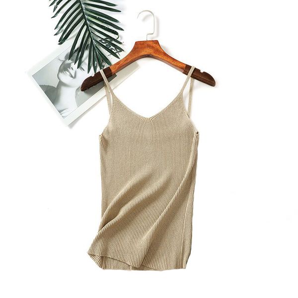 

camisoles tanks women knitted tank gold thread vest summer camisole women white tank fitness femme t shirt 230503, Black;white
