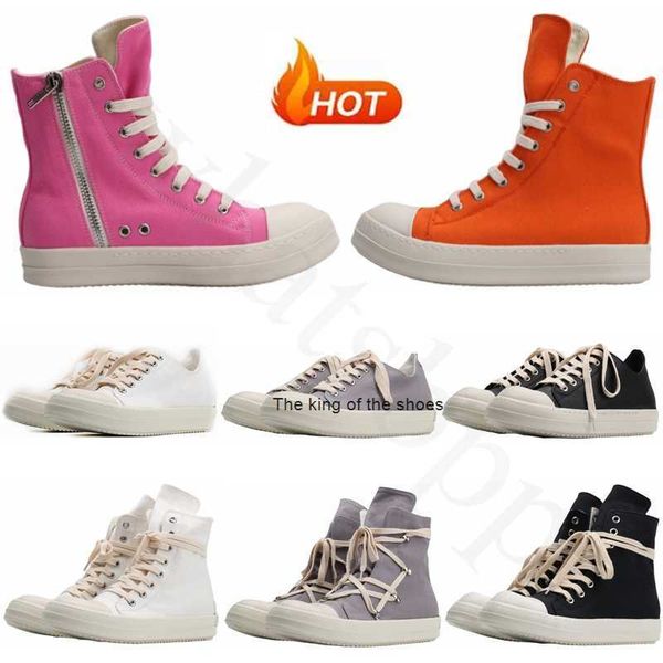 

2023 ogro 2023 designer high street rick canvas shoes jumbo shoeslace solid black male sneakers lace-up rubber owens women sneakers size 35-