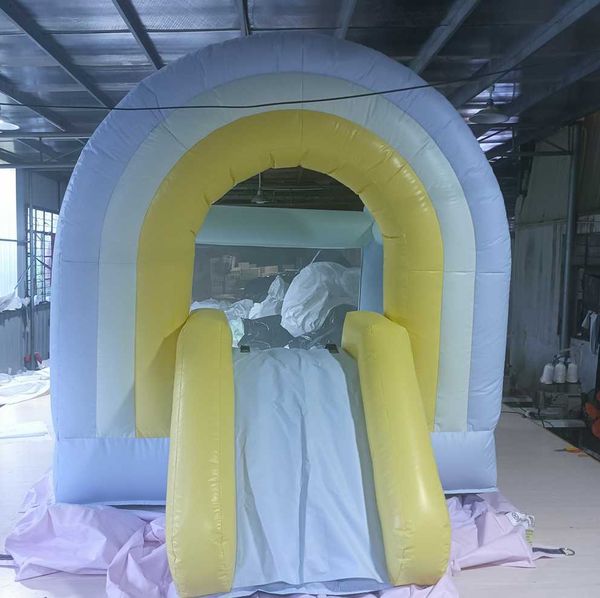 

6x8ft commercial rainbow inflatable bounce house with slide bouncing castle with blower for kids birthday party