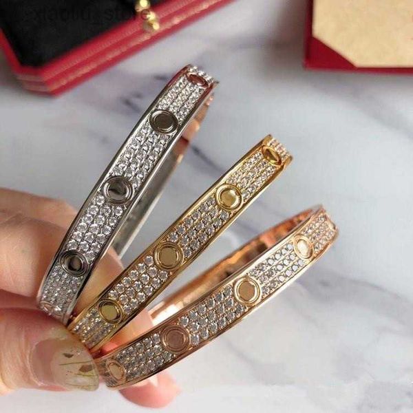 

bangle titanium bangle steel 3 row full diamond bracelet fashion women men chirstmas bangle bracelets distance jewelry gift with velvet bag, Black