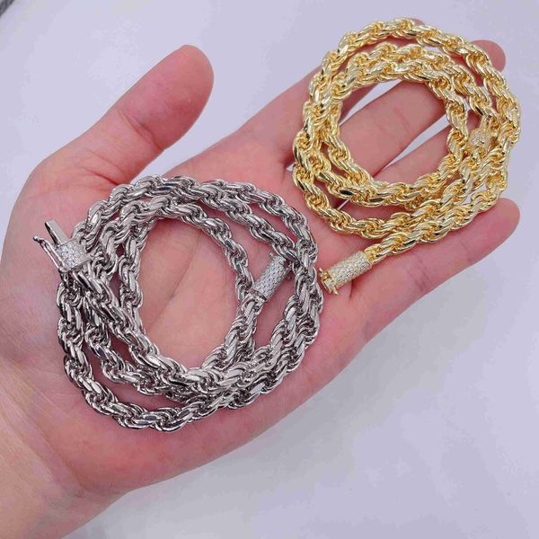 

ready to ship chain 6mm width 925 sterling rope necklace moissanite diamond rope chain necklace, Silver