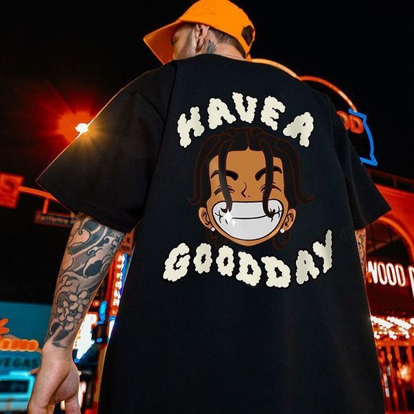 

mens tshirts european and american summer style men t shirt loose casual trend hip hop printed short sleeve bottoming 230503, White;black
