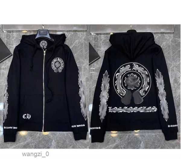 

men's hoodies & sweatshirts luxury classic heart jackets fashion designer chromes ch sanskrit sweater zipper hooded cross women dcd7, Black