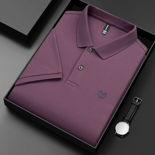 

men's polos high end 100% cotton polo shirt summer fashion tiger head embroidery short sleeve t- lapel half paul 230428, White;black