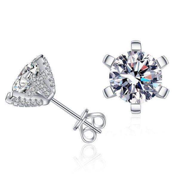 

trendy 925 sterling silver 0.5ct 1ct 2ct moissanite studs earrings for men women nice gift jewelry passed test, Golden;silver