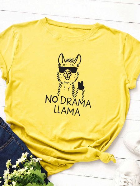 

no drama llama print men t shirt short sleeve o neck loose men tshirt ladies tee shirt clothes camisetas, White;black