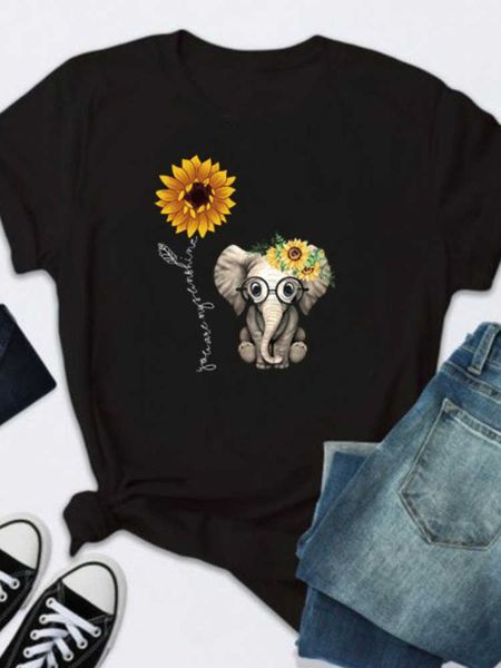 

you are my sunshine elephant print t shirt men short sleeve o neck loose tshirt summer men tee shirt camisetas, White;black
