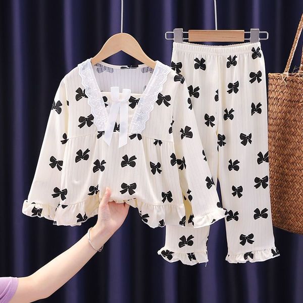 

pajamas girls pajamas long sleeved spring autumn cute princess medium and large children kids clothes and pants two piece set 230503, Blue;red