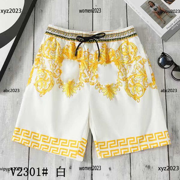 

plus size designer lace up shorts fashion golden print mens shorts size m-3xl fashion loose swim shorts beach pants may03, White;black