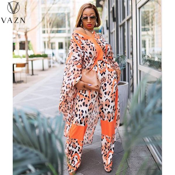 

pants vazn 2021 african ethnic style full sleeve chiffon 2 piece set wide leg 2pcs set women long sleeve and pant summer, White