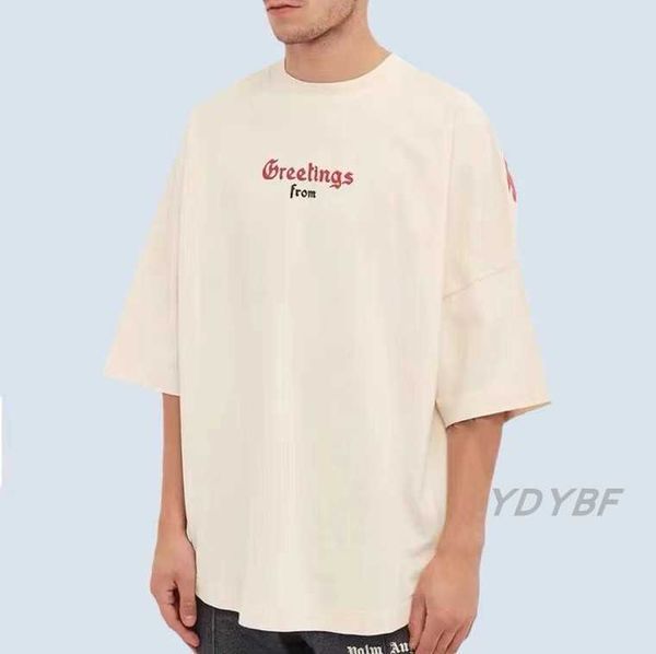 

designer fashion clothing pa tees tshirts palmes angels22ss embossed foam letter printing round neck short sleeve drop shoulder bat loose t-, White;black