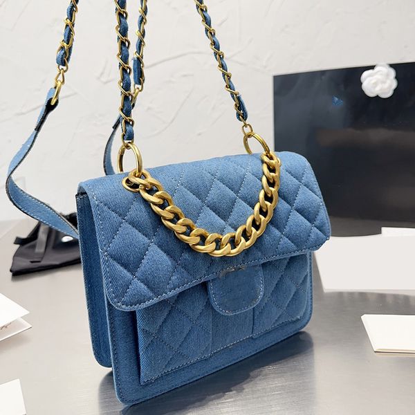 

womens vinatge denim/calfskin backpack bags cowboy gold chain handle totes multi pochette outdoor sacoche handbags multi pochette trend stre