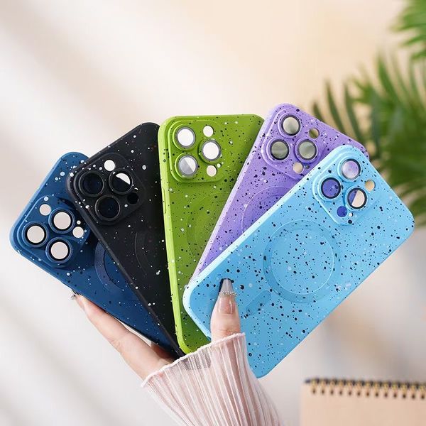 

magnet for iphone 14 13 12 11 pro max xs xr 7 8 plus case wireless charge for magsafe soft matte star cover lens protector shell
