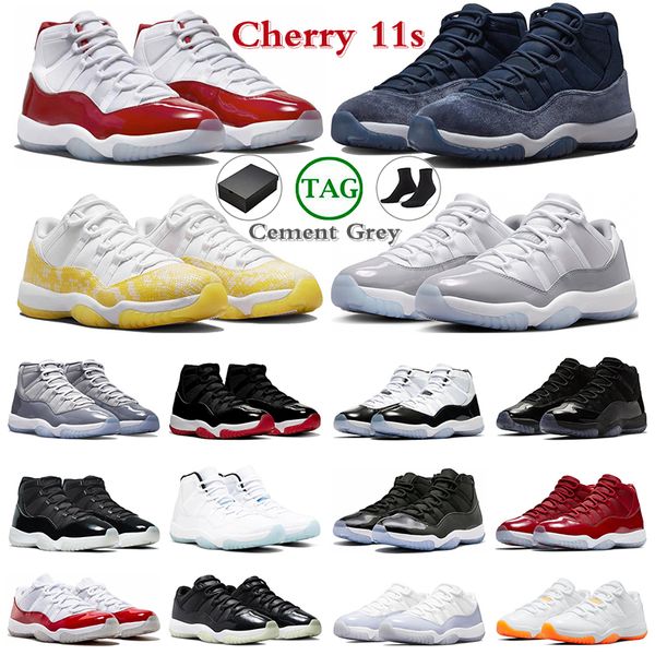 

cherry 11s basketball shoes 11 men women midnight navy cement grey space jam cap and gown win like 82 trainers sports sneakers, White;red