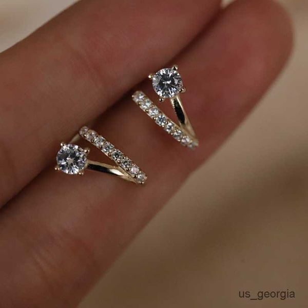 

stud fashion silver needle simple shiny zircon earrings gold plating jewelry crystal stud earrings women, Golden;silver