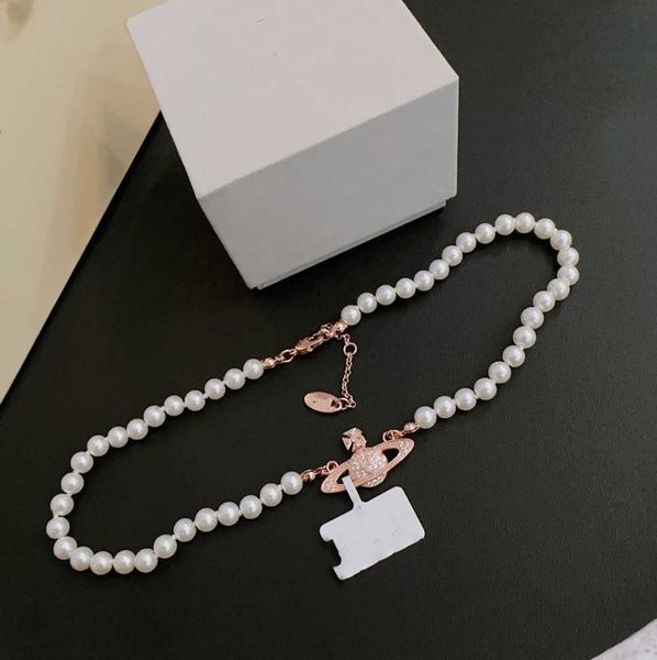 

pendant necklaces fashion brand designer letter viviene chokers luxury women jewelry metal pearl necklace cjeweler westwood for woman chain, Silver