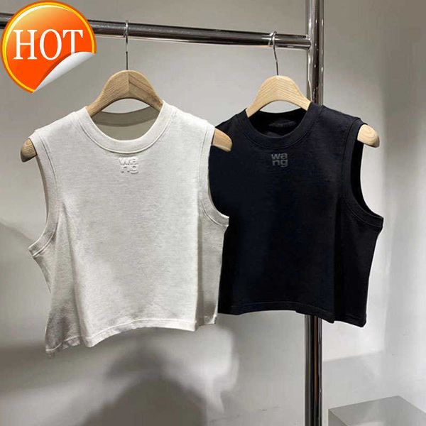 

designer haute couture2022 big wang's aw round neck cotton short foam letter-printed sleeveless with waistcoat, White