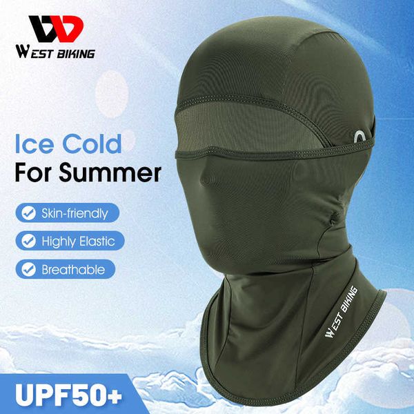 

outdoor hats west biking summer cycling ice silk balaclava motorcycle bicycle uv protection full face caps for men outdoor hiking sports j23, Black;white