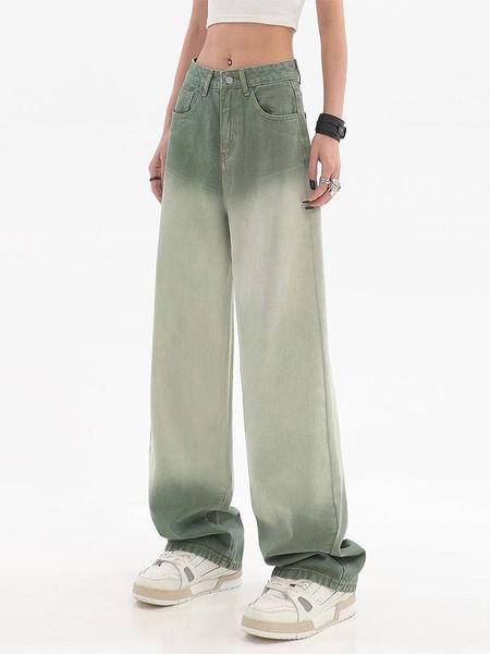 

jeans korean 2022 new womens jeans high waist vintage straight baggy denim pants streetwear fashion women's wide leg denim trous, Blue