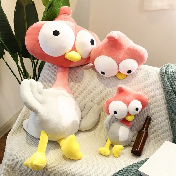 

Custom Design Animal Stuffed Plush Doll Big Eye Chicken Bird With Pp Cotton Plush Toy Chicken Plush Pillow Bird Plush Soft Toy, Pink