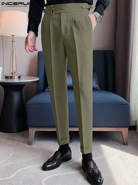 

pants casual simple new men's pantalons high waist business long pants incerun stylish male solid allmatch skinny trousers s5xl 2022, Black
