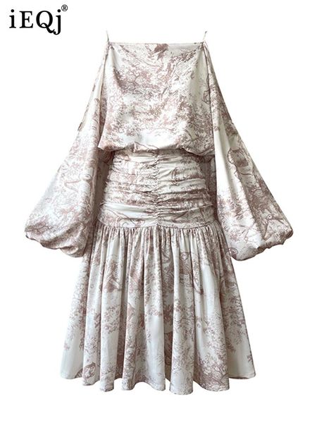 

dress ieqj 2022 summer new two piece set women printed off shoulder blouses high waist pleated skirt female clothing fashion 3w4483, White