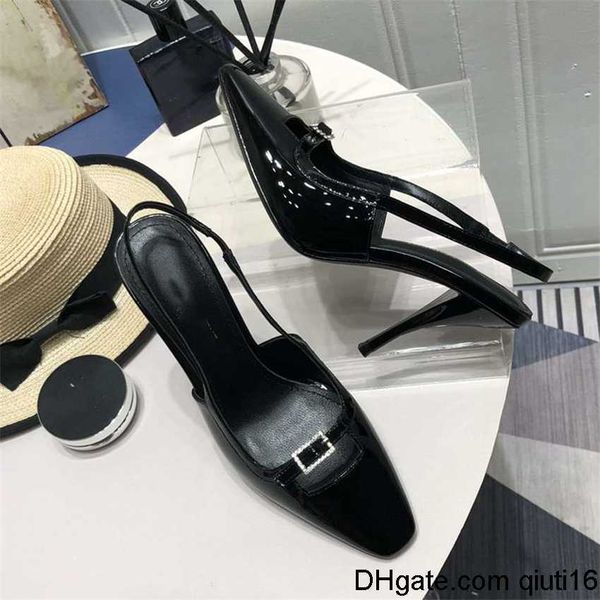 

dress shoes fashion dress shoes yslity 2023 women leather high heel metal buckle letter wedding party business casual flat shoe 02-04, Black