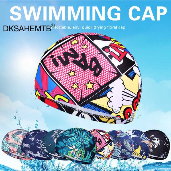 

swimming caps swimming cap printed quick drying men and women sports swim pool cap swimming hat cover for fashion swimming equipment j230502