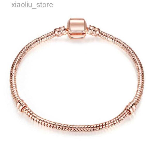 

charm bracelets 1pcs drop shipping rose gold charm beads bracelets women snake chain for bangle children gift b019, Golden;silver