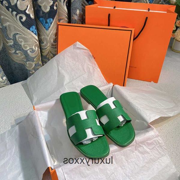

leather beach 2023 high designer sandal slippers orans flat h women shoe slotted slide trawl fashion outwardly wearing beach sandals lgtf
