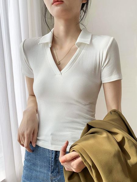 

polos 2022 new personalized customize women polo shirt short sleeve advertising shirt a1151 roe red purple deep green black, White